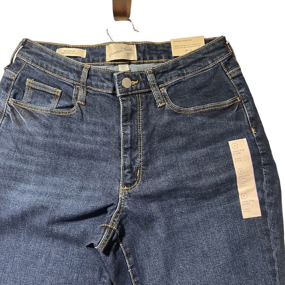 Universal Thread High-Rise Flare Jeans Fitted Hip Dark Wash Vintage Stretch 8 - Picture 4 of 14